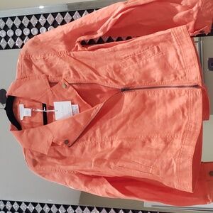 Nwt medium Cynthia Rowley linnen jacket orange razbery with zipper